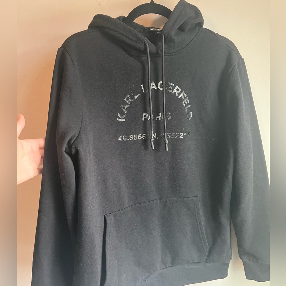 Karl Lagerfeld Black Graphic logo hoodie black mens size medium